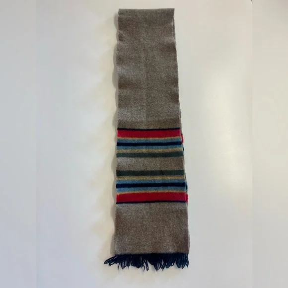 Pendleton Men’s Brown Multi Colored Striped Wool Warm Cozy Scarf Winter - Picture 4 of 4